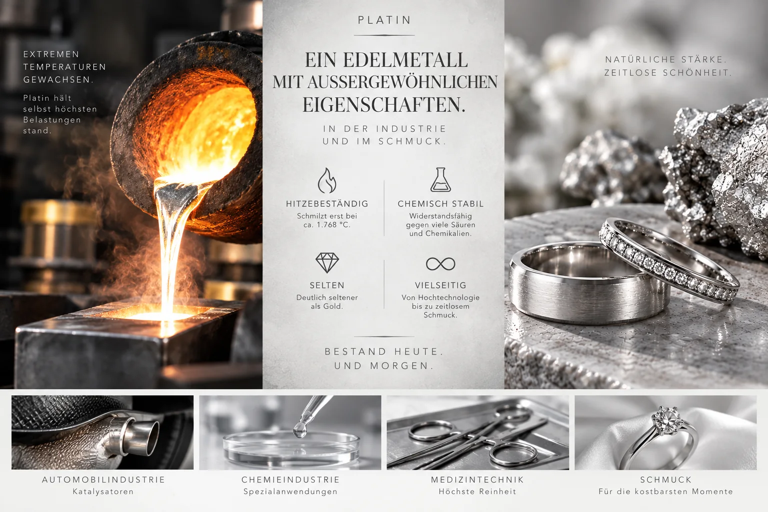 Eigenschaften von Platin – hohe Temperaturbeständigkeit, Industrie und Schmuck