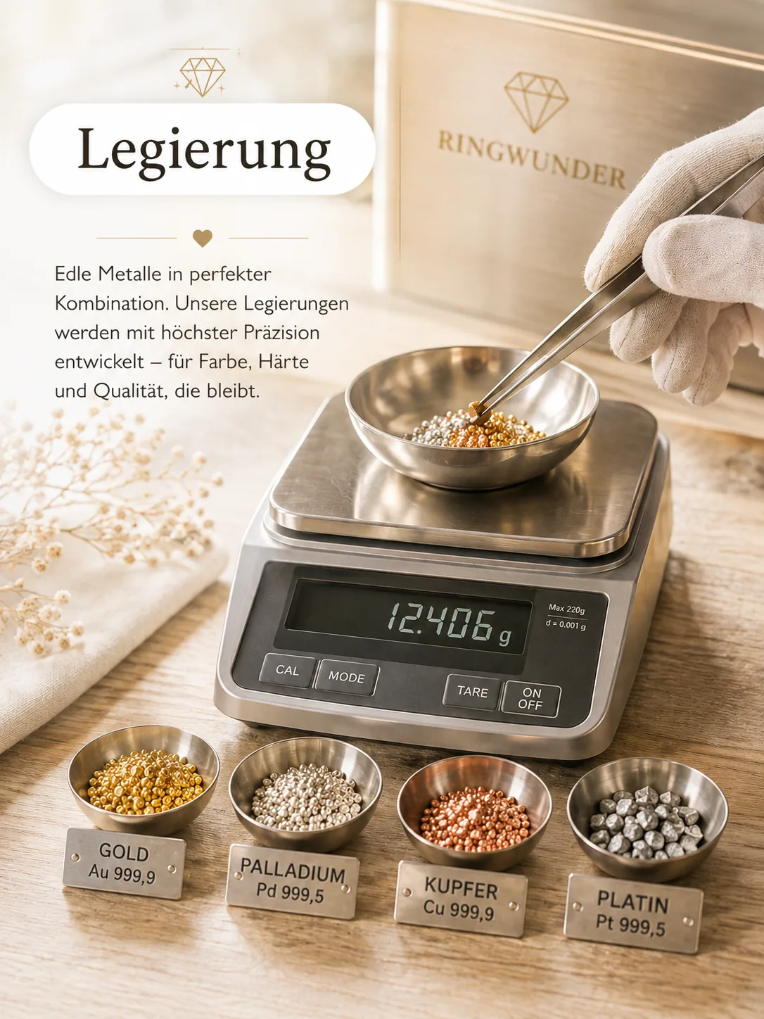 Präzises Mischen hochwertiger Edelmetall-Legierungen